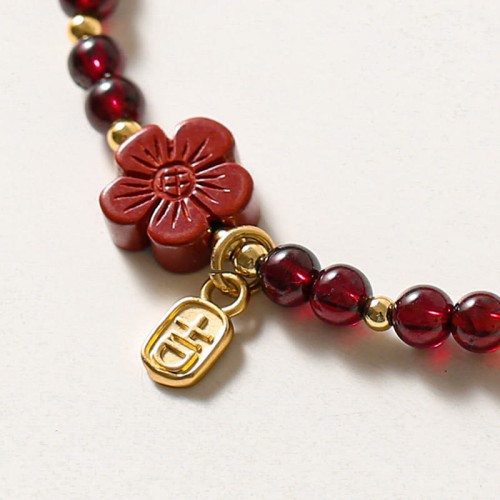 14K Gold Garnet Cinnabar Calm Bracelet 14K Gold Garnet Cinnabar Calm Bracelet