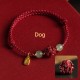 Cinnabar Chinese Zodiac Hetian Jade Bracelet