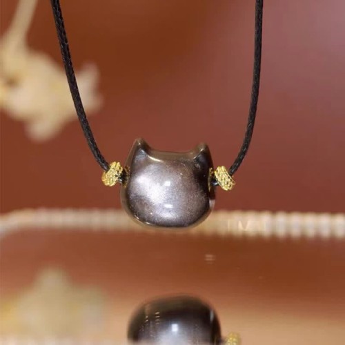 Gold & Silver Sheen Obsidian Lucky Cat Protection Bracelet Gold & Silver Sheen Obsidian Lucky Cat Protection Bracelet