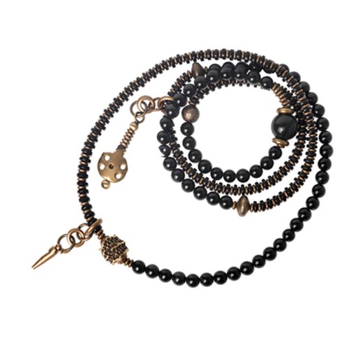 Rainbow Obsidian Ebony Wood Copper Multilayer Bracelet