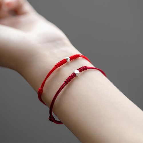 925 Silver Luck Bead Red String Braided Bracelet 925 Silver Luck Bead Red String Braided Bracelet