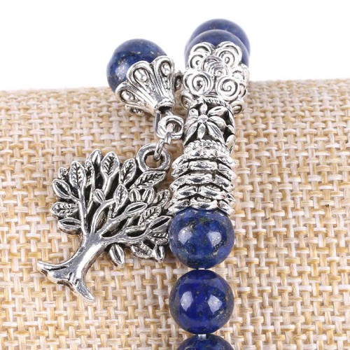 Natural Gemstone Tree of Life Lucky Charm Bracelet
