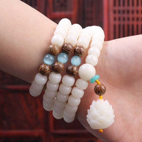 Tibetan Mala White Bodhi Seed Peace Bracelet