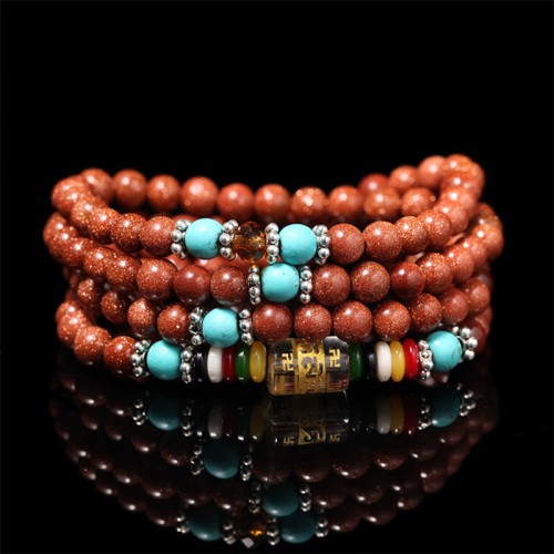 108 Beads Goldstone Om Mani Padme Hum Bracelet 108 Beads Goldstone Om Mani Padme Hum Bracelet