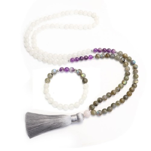 108 Beads White Agate Amethyst Protection Bracelet 108 Beads White Agate Amethyst Protection Bracelet