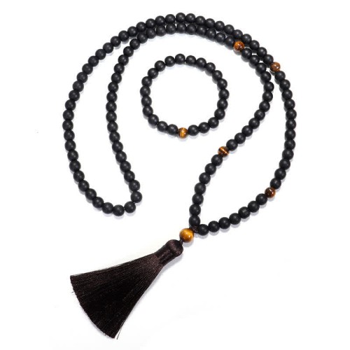 108 Beads Frosted Stone Tiger Eye Balance Necklace 108 Beads Frosted Stone Tiger Eye Balance Necklace