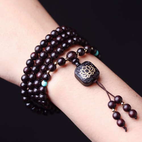 108 Mala Red Sandalwood Lotus Balance Bracelet 108 Mala Red Sandalwood Lotus Balance Bracelet
