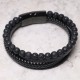 Lava Rock Black Onyx Leather Bracelet Lava Rock Black Onyx Leather Bracelet