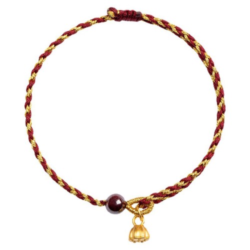 Red Gold Rope Lotus Peace Bracelet Red Gold Rope Lotus Peace Bracelet