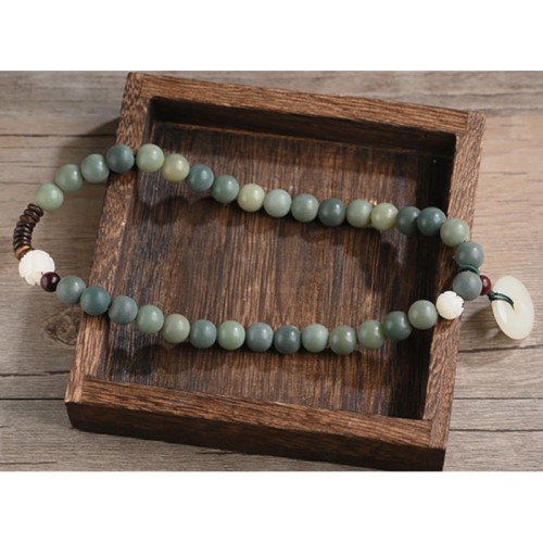 Cyan Bodhi Seed Lotus Jade Peace Buckle Wisdom Bracelet Cyan Bodhi Seed Lotus Jade Peace Buckle Wisdom Bracelet