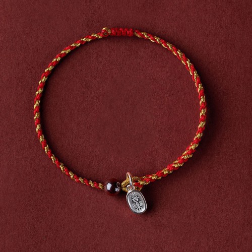 Red Gold Rope Lotus Peace Bracelet Red Gold Rope Lotus Peace Bracelet