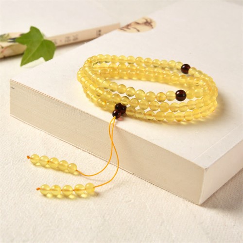 108 Mala Beads Amber Clear Anxiety Bracelet