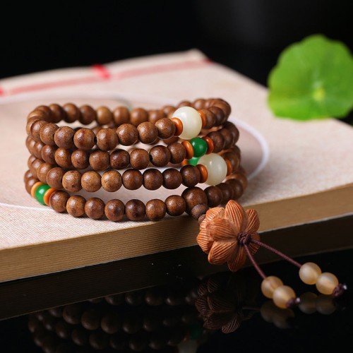 108 Peach Wood Bodhi Seed Mala Bracelet 108 Peach Wood Bodhi Seed Mala Bracelet