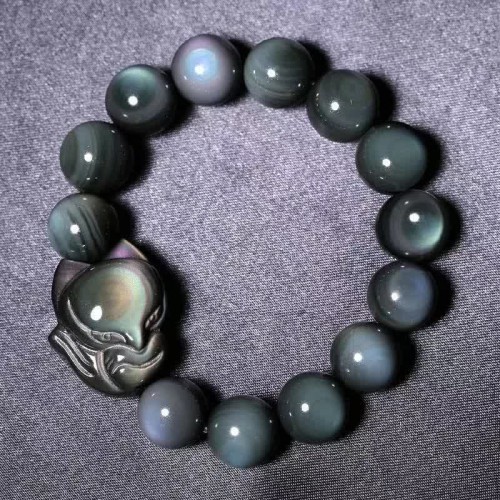 Rainbow Obsidian Fox Healing Bracelet