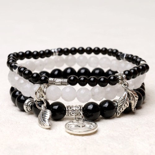 3PCS Natural Quartz Crystal Lotus Healing Bracelet 3PCS Natural Quartz Crystal Lotus Healing Bracelet