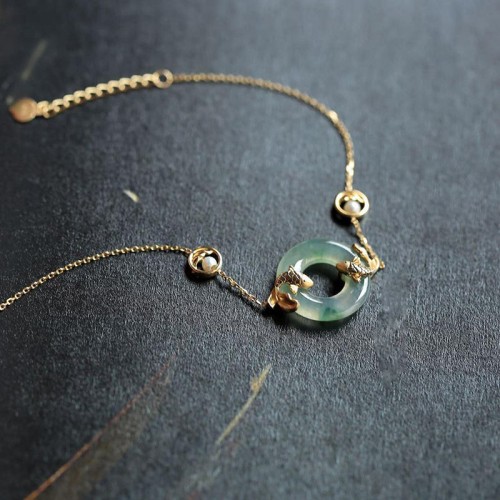 Cyan Jade Koi Fish Healing Bracelet