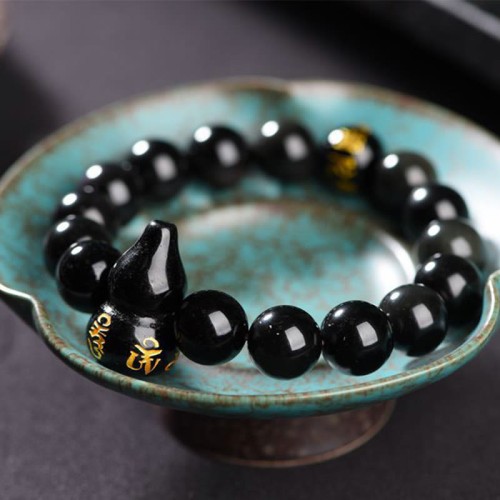 Rainbow Obsidian Gourd Om Mani Padme Hum Bracelet Rainbow Obsidian Gourd Om Mani Padme Hum Bracelet