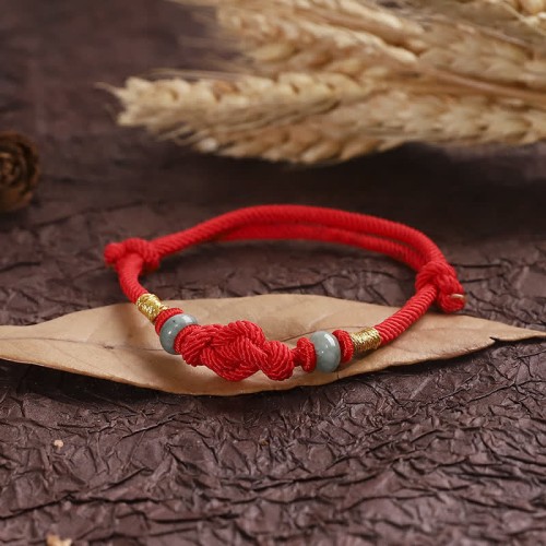 Red String Jade Fortune Knot Bracelet Red String Jade Fortune Knot Bracelet