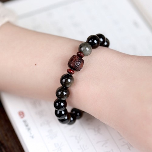 Gold Sheen Obsidian Om Mani Padme Hum Bracelet Gold Sheen Obsidian Om Mani Padme Hum Bracelet