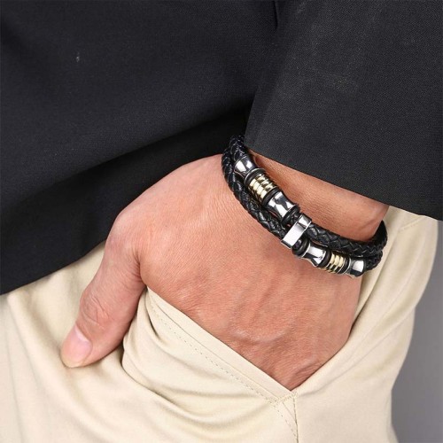 Layered Leather Weave Fortune Bracelet Layered Leather Weave Fortune Bracelet