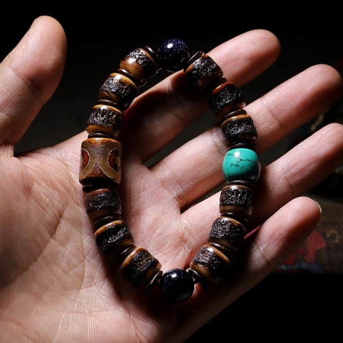 Tibetan Yak Bone Dzi Bead Turquoise Evil Spirit Bracelet Tibetan Yak Bone Dzi Bead Turquoise Evil Spirit Bracelet