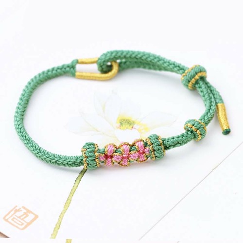 Peach Blossoms Luck Braided String Bracelet