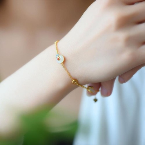 Peace Buckle White Jade Luck Bracelet Peace Buckle White Jade Luck Bracelet