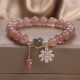 Strawberry Quartz Daisy Flower Charm Healing Bracelet Strawberry Quartz Daisy Flower Charm Healing Bracelet