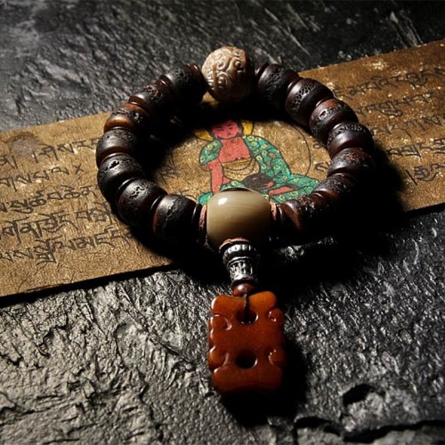 Tibetan Yak Bone Dzi Bead Turquoise Evil Spirit Bracelet Tibetan Yak Bone Dzi Bead Turquoise Evil Spirit Bracelet