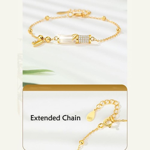 925 Silver White Jade Bamboo Leaf Zircon Bracelet 925 Silver White Jade Bamboo Leaf Zircon Bracelet