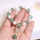 Green Strawberry Quartz Pearl Flower Charm Bracelet Green Strawberry Quartz Pearl Flower Charm Bracelet