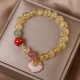 Citrine White Jade Strawberry Quartz Charm Bracelet