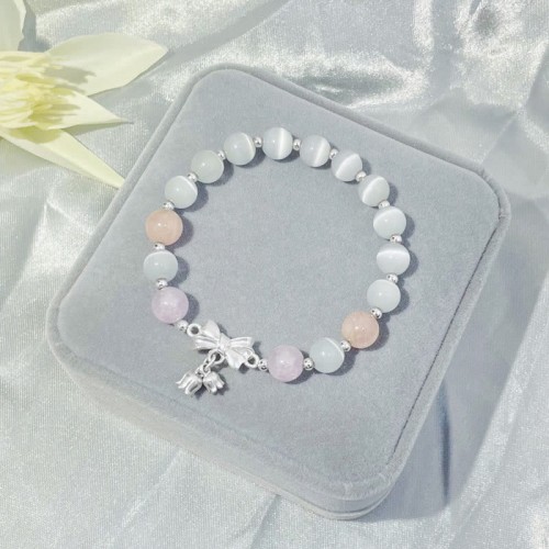 Cat's Eye Lavender Amethyst Rosette Charm Bracelet