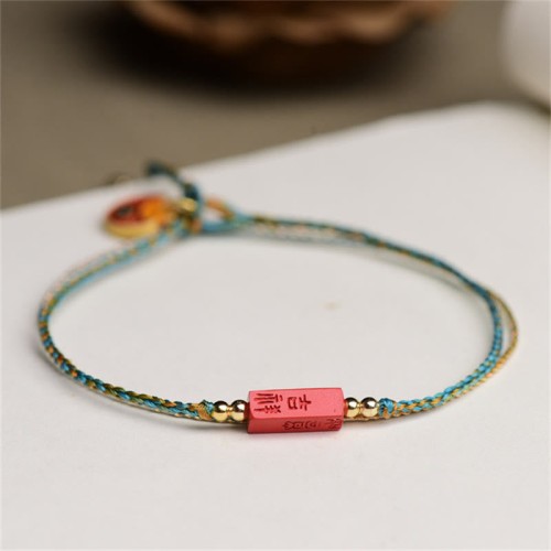 Handmade Cinnabar Blessing Braid Double Layer Bracelet Handmade Cinnabar Blessing Braid Double Layer Bracelet