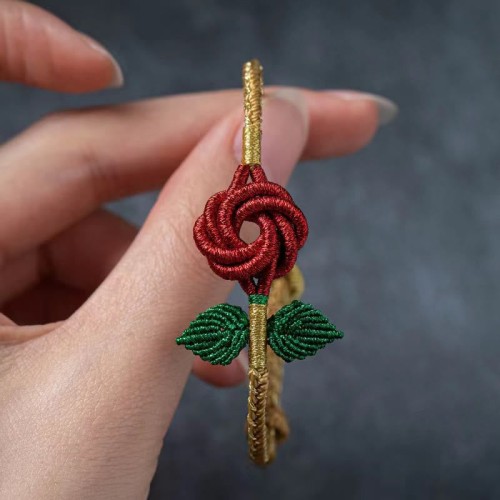 Rose Flower Peace Knot Handmade Luck Bracelet Rose Flower Peace Knot Handmade Luck Bracelet