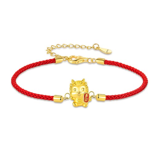 925 Silver Year of the Dragon Golden Dragon Strength Bracelet 925 Silver Year of the Dragon Golden Dragon Strength Bracelet