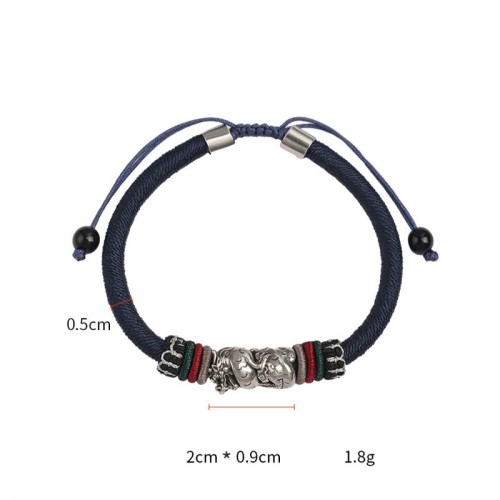 Sterling Silver Year of the Dragon Luck Rope Bracelet