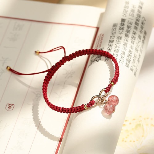 Strawberry Quartz Amethyst Green Phantom Positive Bracelet