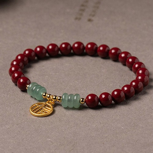 Cinnabar Green Aventurine Luck Blessing Bracelet