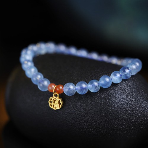 Aquamarine Red Agate Healing Charm Bracelet