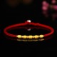 999 Gold Lucky Bead Eight-Thread Peace Knot Bracelet
