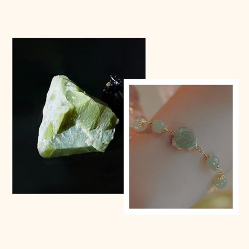 14K Gold Hetian Jade Rose Flower Luck Chain Bracelet 14K Gold Hetian Jade Rose Flower Luck Chain Bracelet