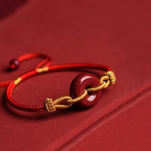 Handmade Cinnabar Peace Buckle Blessing Bracelet Handmade Cinnabar Peace Buckle Blessing Bracelet