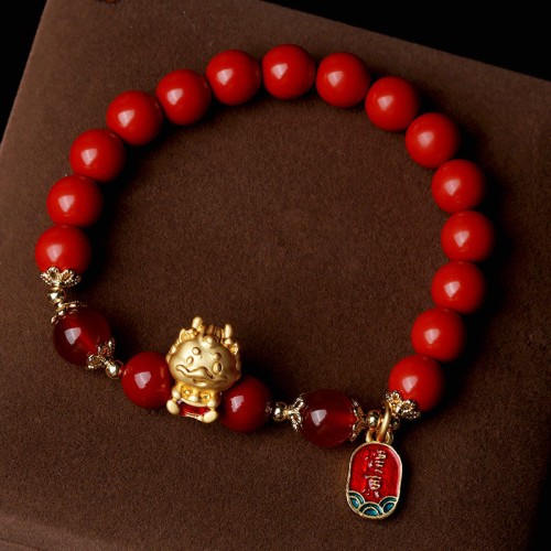 Year of the Dragon Cinnabar Ingot Protection Bracelet Year of the Dragon Cinnabar Ingot Protection Bracelet