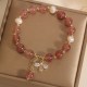 Strawberry Quartz Pearl Zircon Honeybee Positive Charm Bracelet