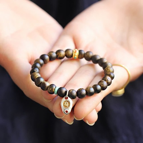 Vietnam Qinan Agarwood Turquoise Balance Strength Bracelet Vietnam Qinan Agarwood Turquoise Balance Strength Bracelet