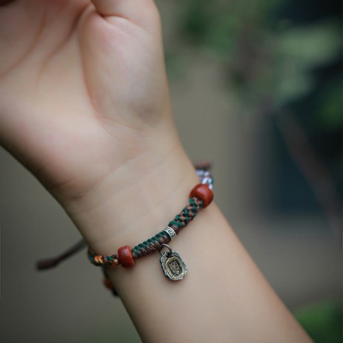 Tibetan Silver Zakiram Goddess Camel Bone Protection Bracelet Tibetan Silver Zakiram Goddess Camel Bone Protection Bracelet