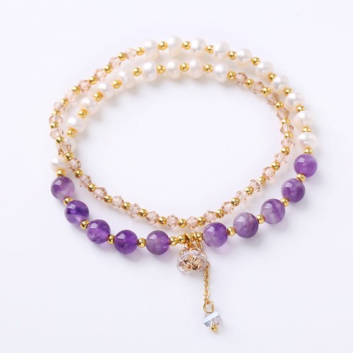 Amethyst Aquamarine Strawberry Quartz Peace Bracelet Amethyst Aquamarine Strawberry Quartz Peace Bracelet