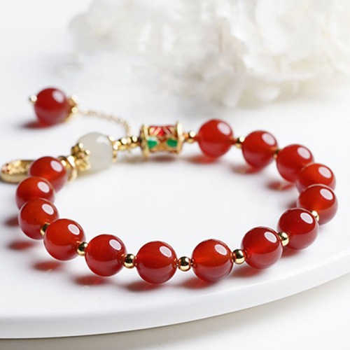 Red Agate Hetian Jade Confidence Charm Bracelet Red Agate Hetian Jade Confidence Charm Bracelet
