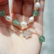 Green Strawberry Quartz Pearl Flower Charm Bracelet Green Strawberry Quartz Pearl Flower Charm Bracelet